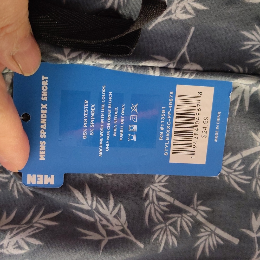 Essentials Men's Gray Patterned Shorts - Picture 6 of 6